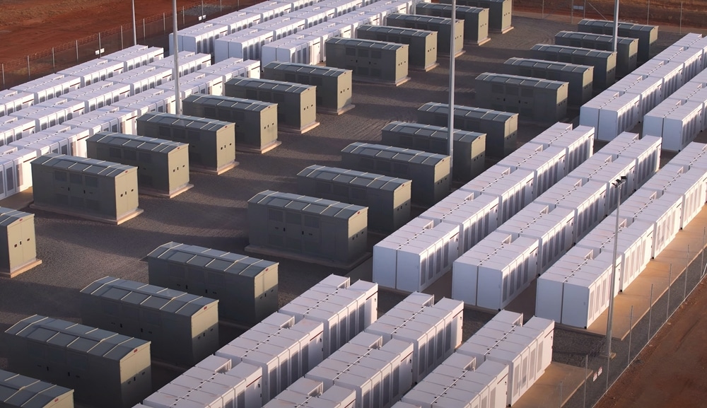 Industrial-Scale Battery Energy Storage System (BESS) Installation in Grid Infrastructure.